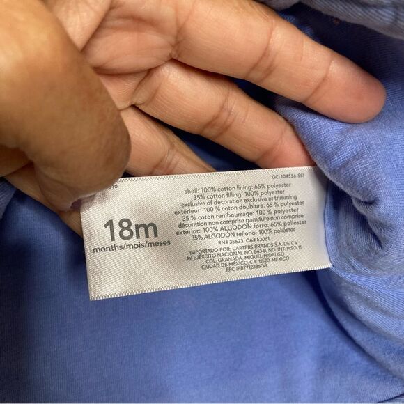 OshKosh B'gosh Quilted Blue Floral Print Girls Jacket Size 18 Months NWOT - Picture 9 of 12